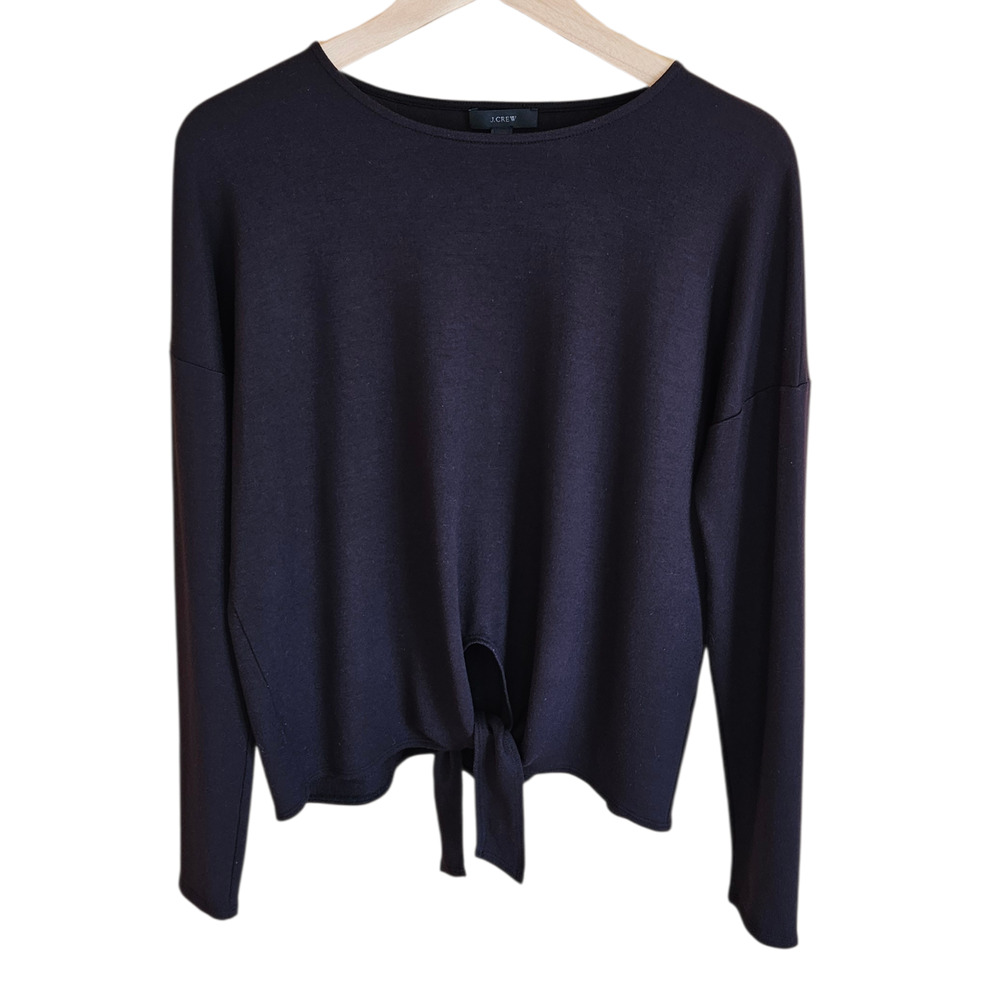 J.Crew Black Long Sleeve Tie Front Top Women's Size Small